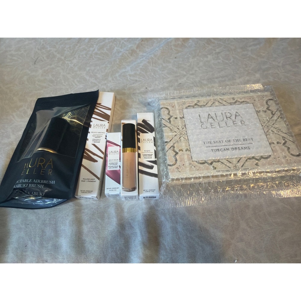 Laura Geller Tuscan Dreams Palette Kabuki Brush Kajal Eyeliner Brow Lip Set NEW